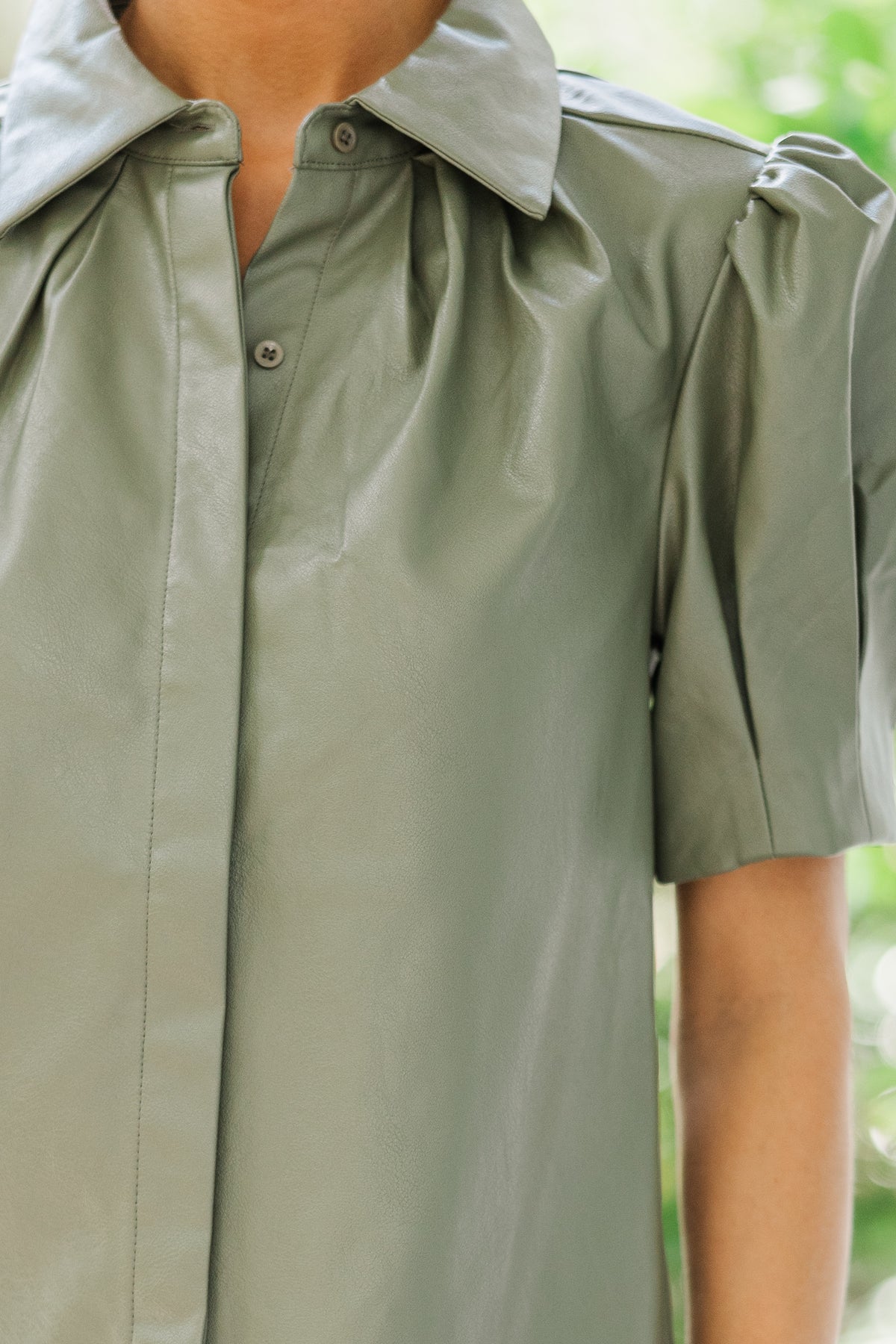 chinese dress ladies Aureum: This Is The Day Olive Green Vegan Leather Dress – Shop the Mint