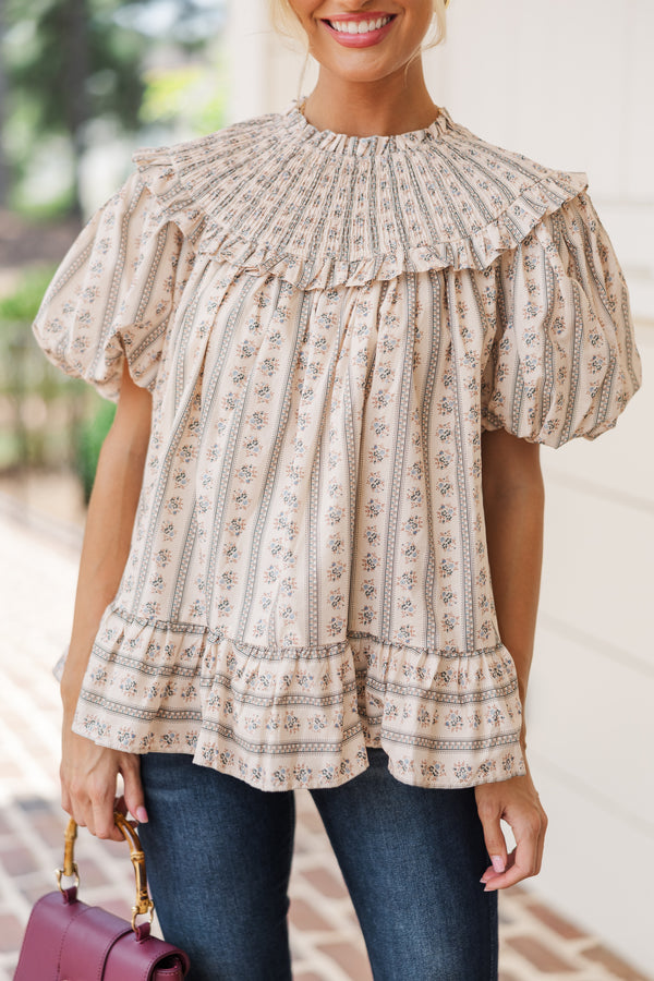 Aureum: Remember You Well Ivory Ditsy Floral Blouse