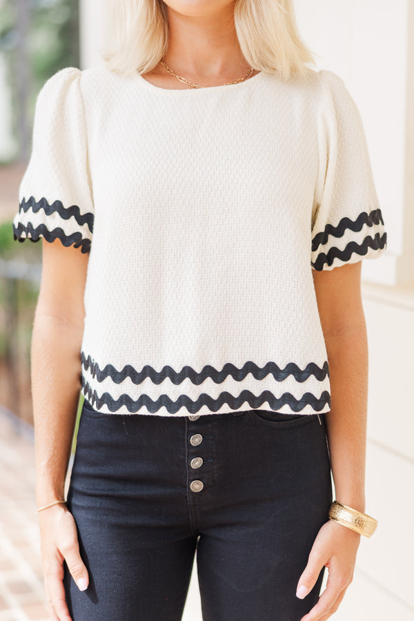 It's A Dream Cream Textured Blouse