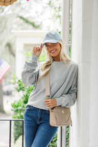 Frenchie Light Blue Embroidered Hat