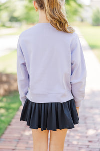 Girls: Pretty In Pink Lavender Purple Embroidered Sweatshirt