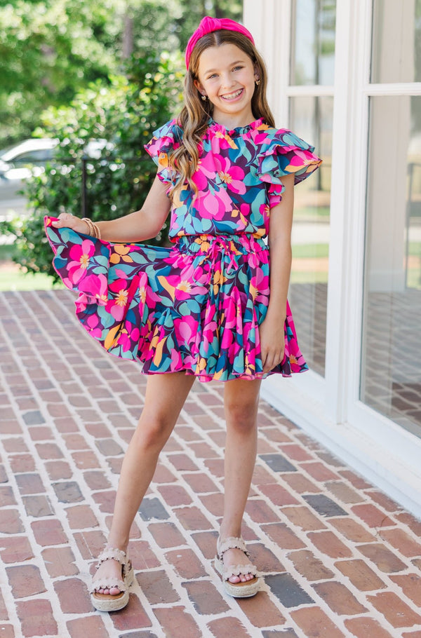 Girls: Look Your Way Purple Floral Ruffled Skort