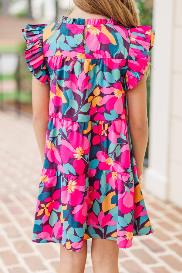 Girls: Make My Day Eggplant Purple Floral Babydoll Dress