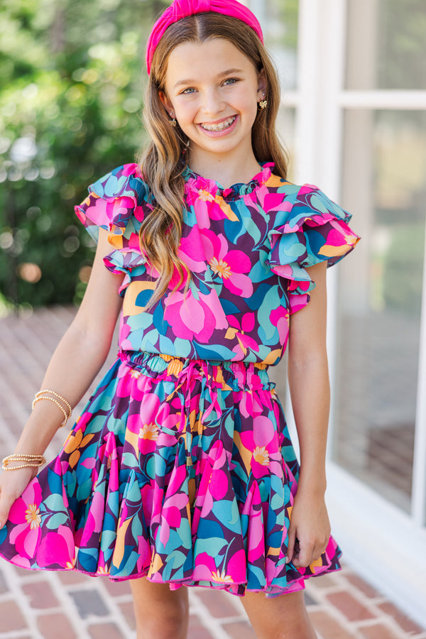 Girls: Look Your Way Purple Floral Ruffled Skort