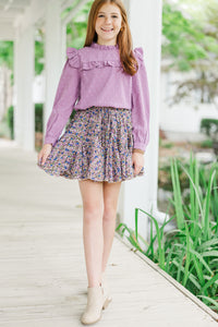 Girls: The Emily Mauve Pink Ruffled Blouse