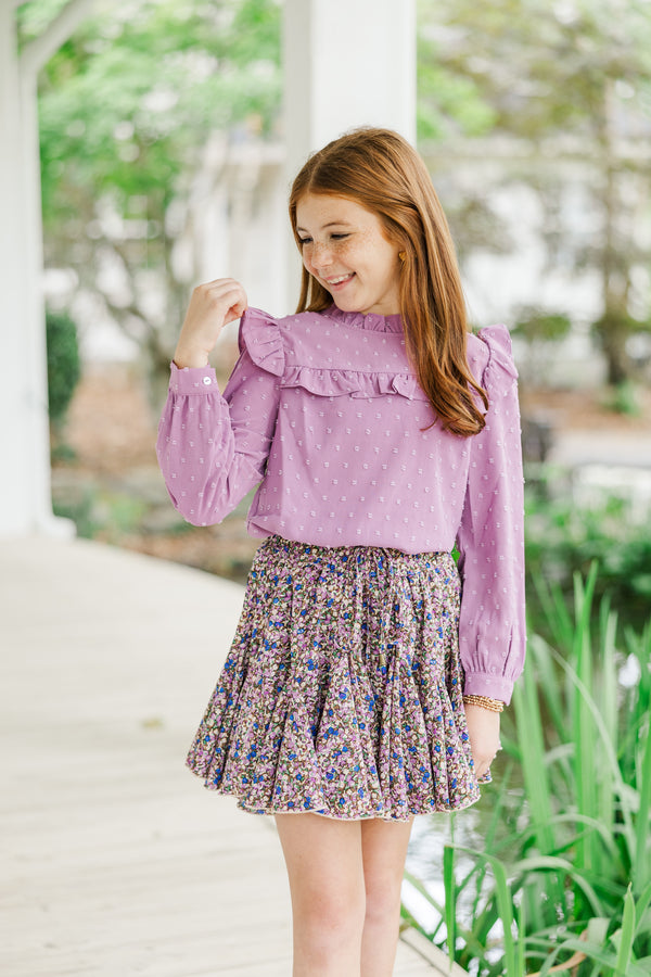 Girls: The Emily Mauve Pink Ruffled Blouse