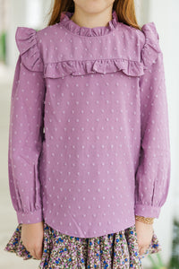 Girls: The Emily Mauve Pink Ruffled Blouse