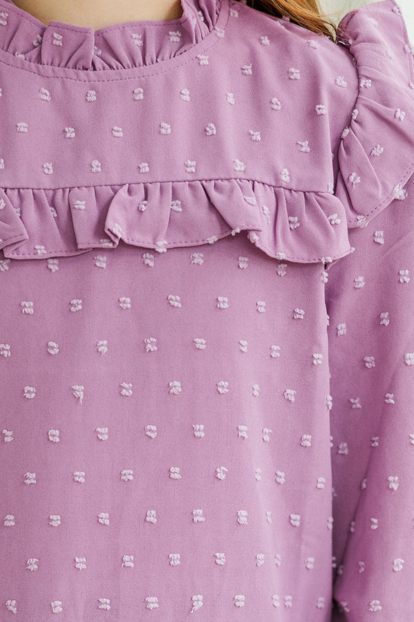 Girls: The Emily Mauve Pink Ruffled Blouse