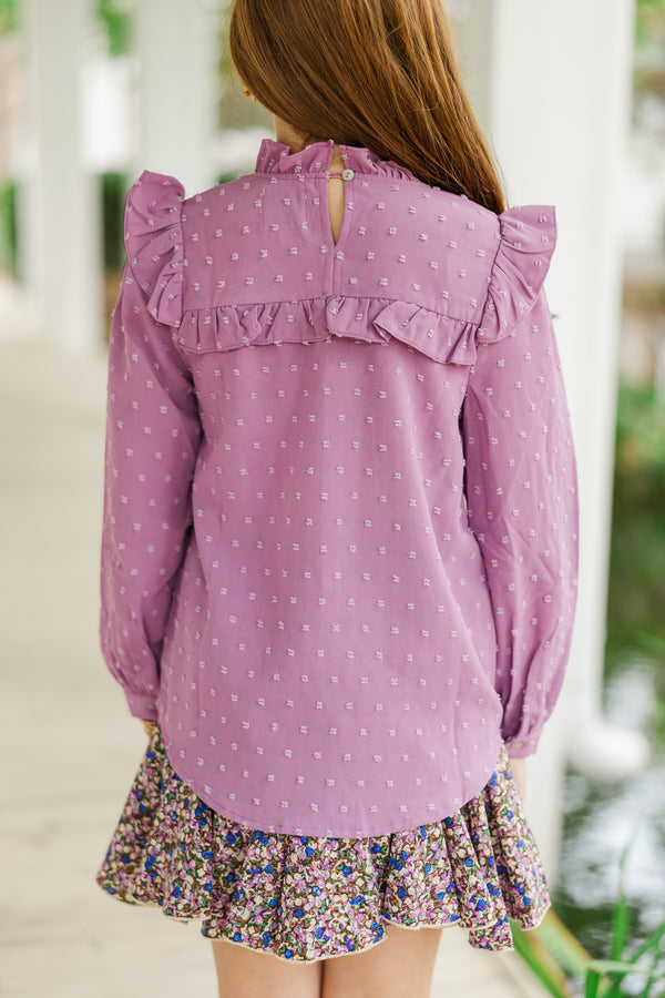 Girls: The Emily Mauve Pink Ruffled Blouse