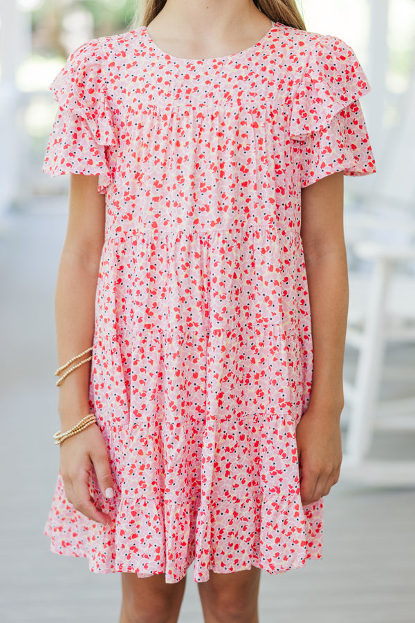 Girls: All The Joy Pink Ditsy Floral Dress