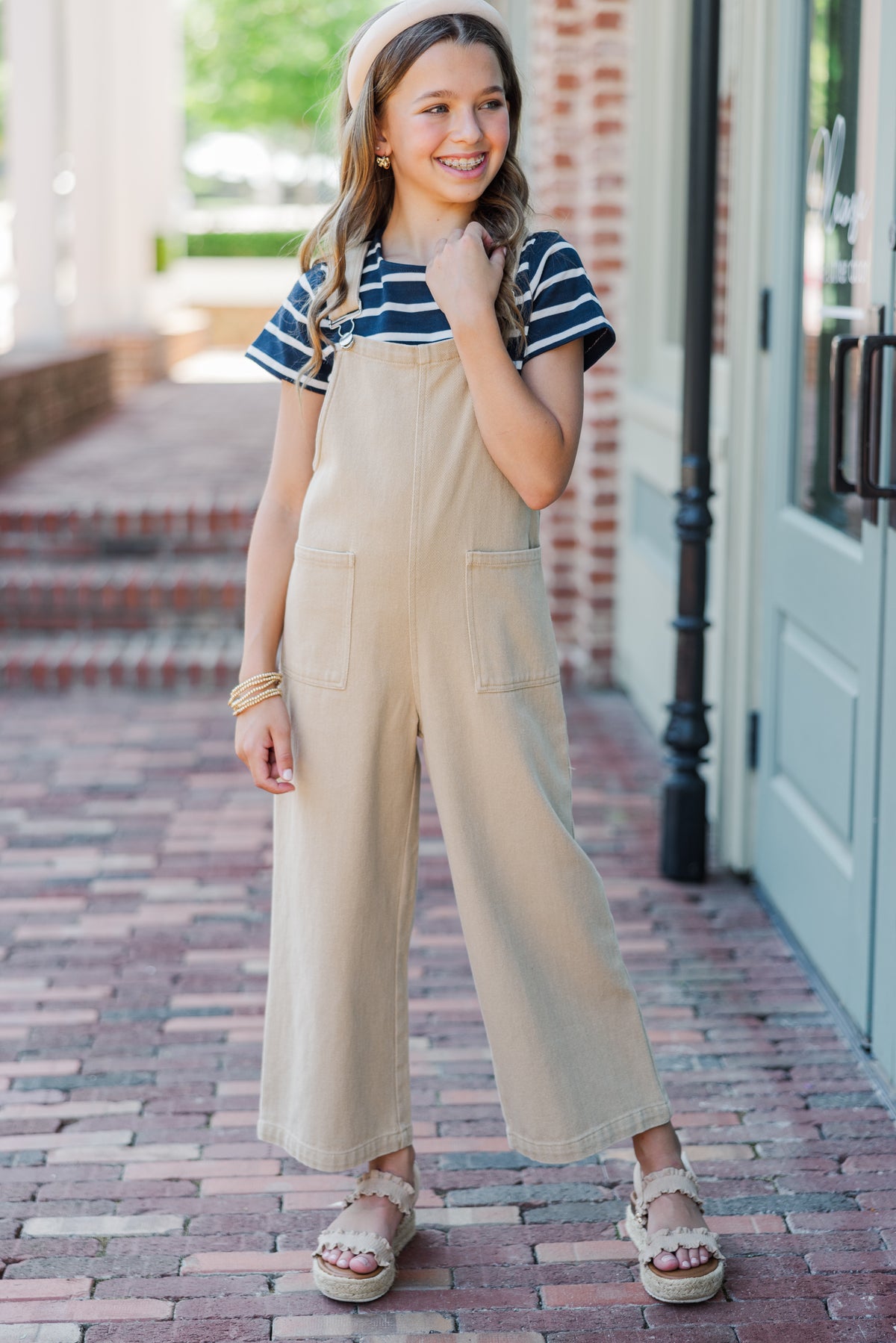 Girls: Have A Little Fun Tan Brown Overalls Shop the Mint Girls: Have A Little Fun Tan Brown Overalls Shop the Mint