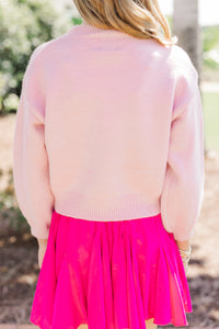 Girls: Feeling Just Fine Pink Bow Sweater