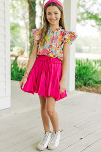 Girls: Look Your Way Fuchsia Pink Ruffled Skort