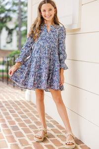 Girls: In Your Happy Place Purple Ditsy Floral Dress