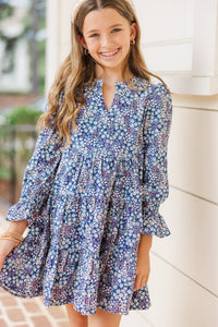 Girls: In Your Happy Place Purple Ditsy Floral Dress