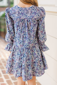 Girls: In Your Happy Place Purple Ditsy Floral Dress