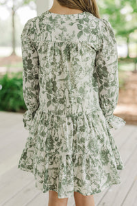 Girls: In Your Happy Place Olive Green Toile Dress