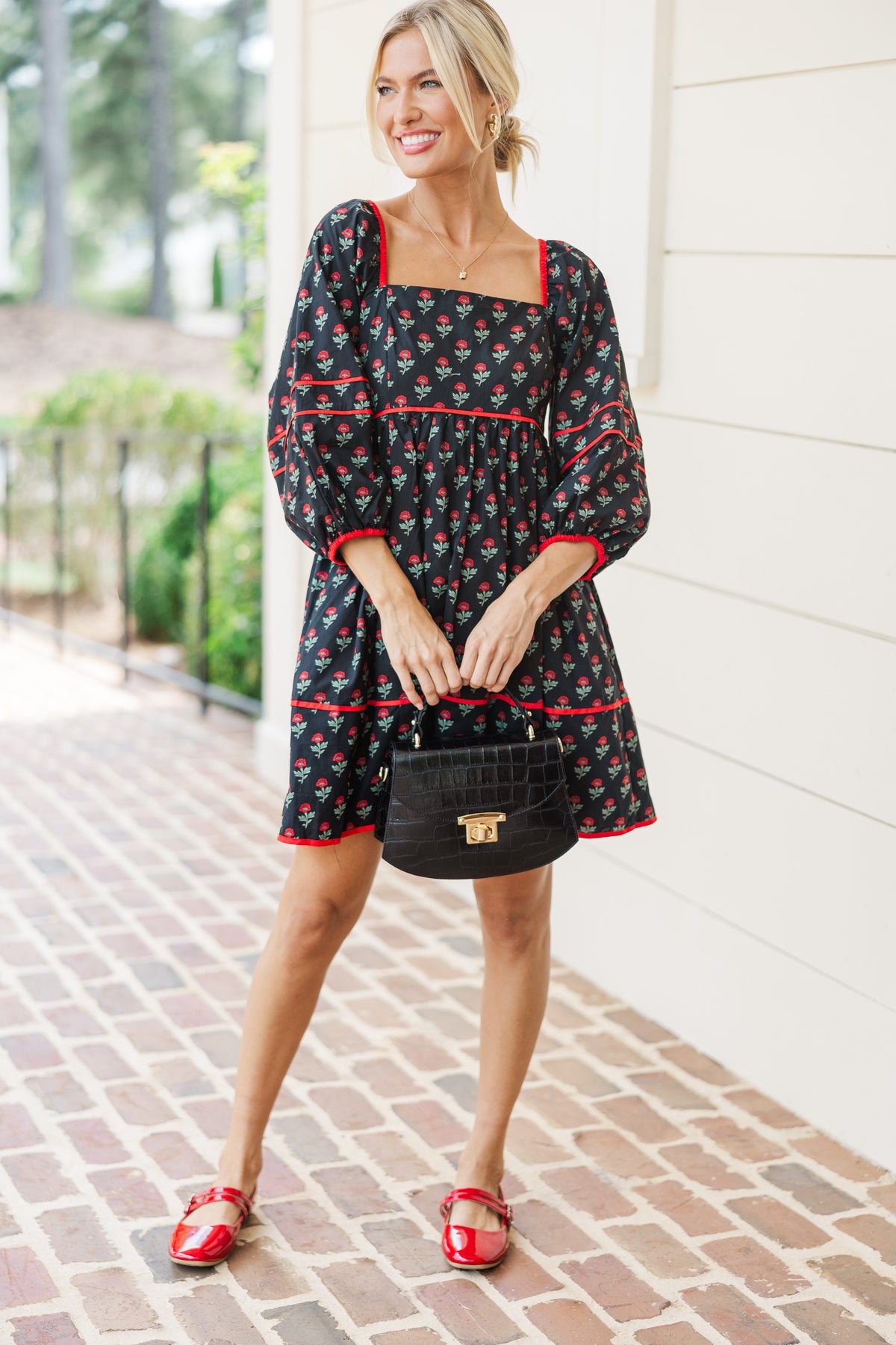 Want It All Black Floral Babydoll Dress – Shop the Mint