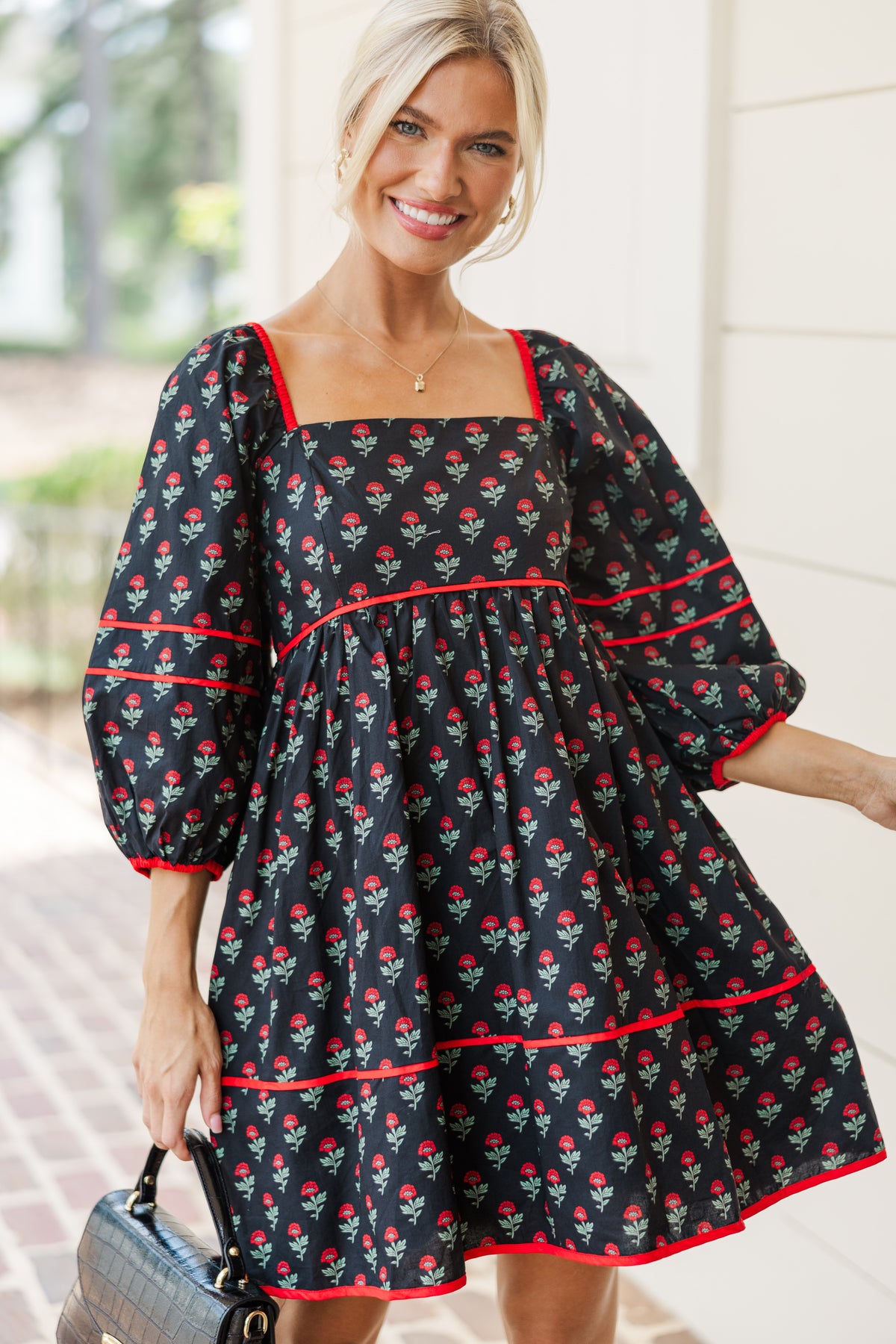 Want It All Black Floral Babydoll Dress – Shop the Mint
