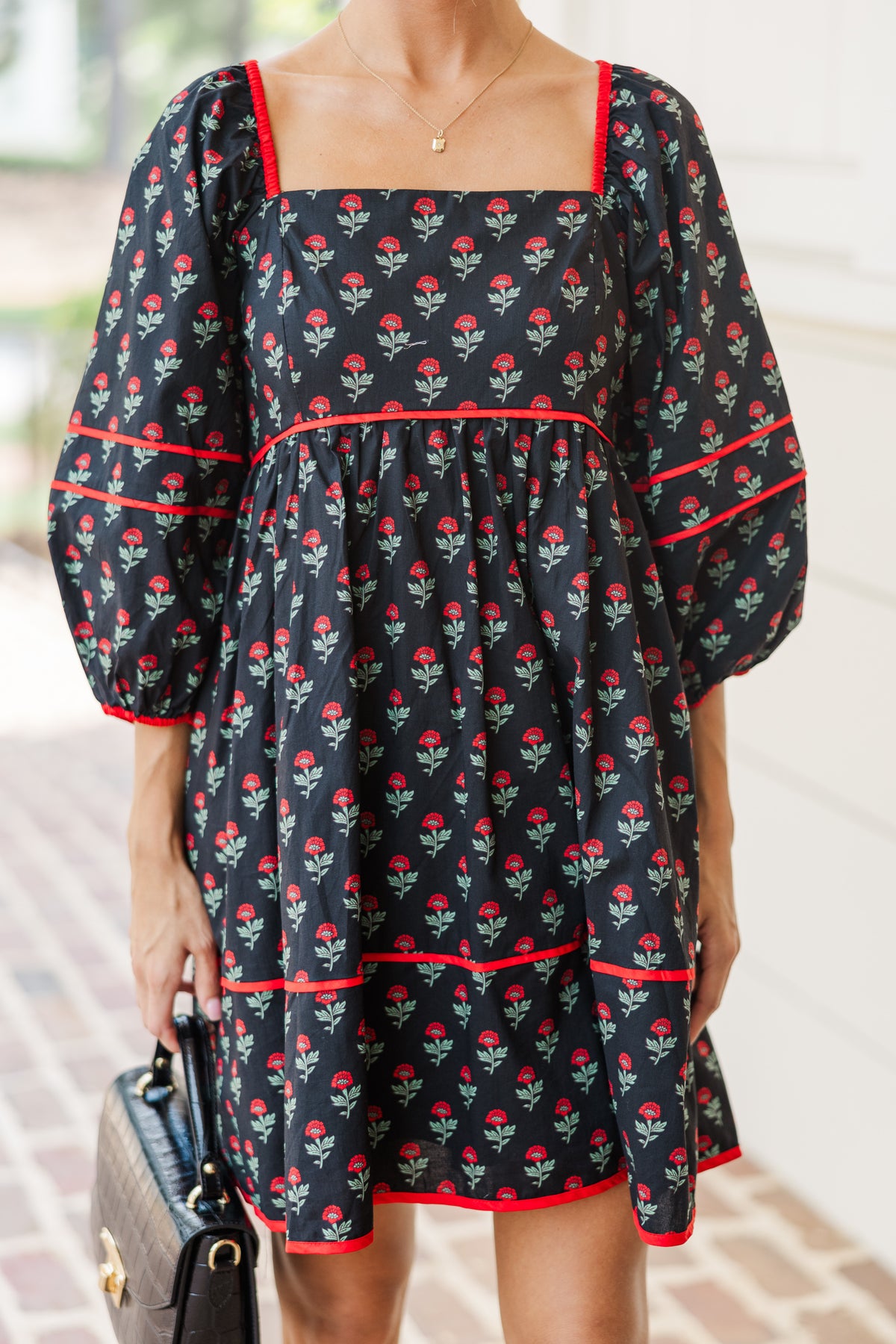 Want It All Black Floral Babydoll Dress – Shop the Mint