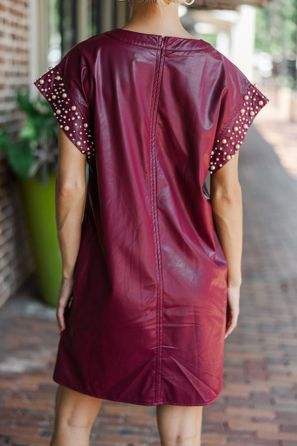 Bold Self Merlot Red Faux Leather Dress