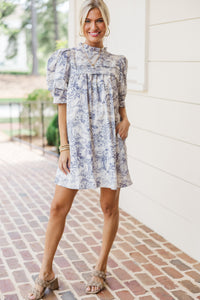 Spend Your Day Slate Toile Dress