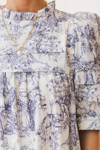 Spend Your Day Slate Toile Dress