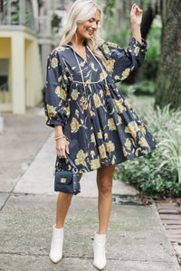 All About It Black Floral Dress