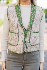 Always Be There Light Mocha Brown Ditsy Floral Vest