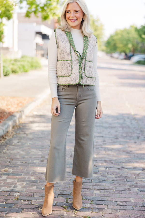 Always Be There Light Mocha Brown Ditsy Floral Vest