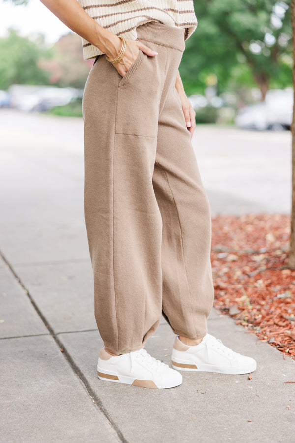 Ready For The Day Mocha Brown Knit Joggers