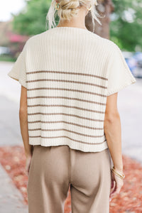 Ready For The Day Mocha Brown Striped Sweater