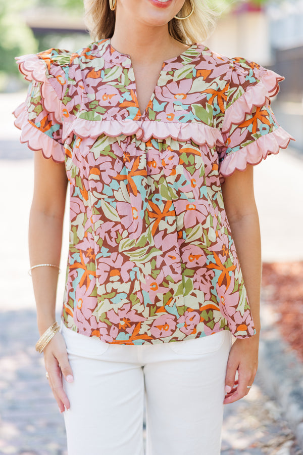 Way Back When Pink Floral Blouse