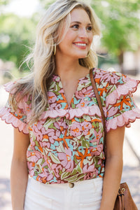 Way Back When Pink Floral Blouse