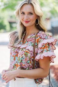 Way Back When Pink Floral Blouse