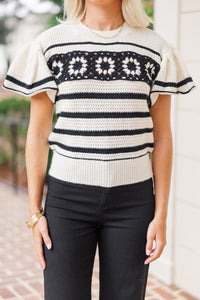 Can't Stop Oatmeal Crochet Sweater