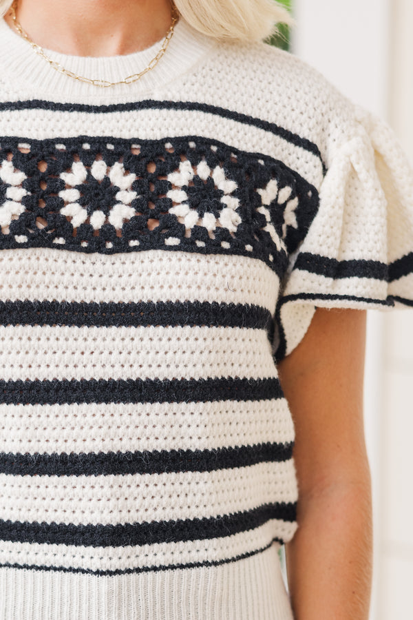 Can't Stop Oatmeal Crochet Sweater