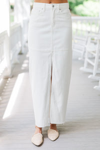 Leave It All Behind White Denim Midi Skirt