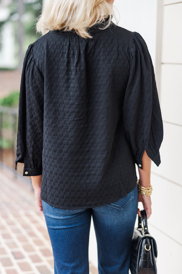 Perfectly You Black Textured Blouse