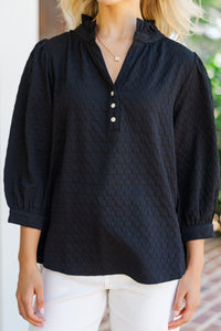 Perfectly You Black Textured Blouse