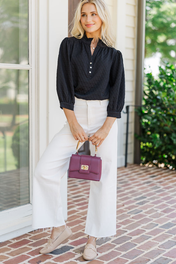 Perfectly You Black Textured Blouse