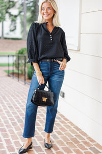 Perfectly You Black Textured Blouse