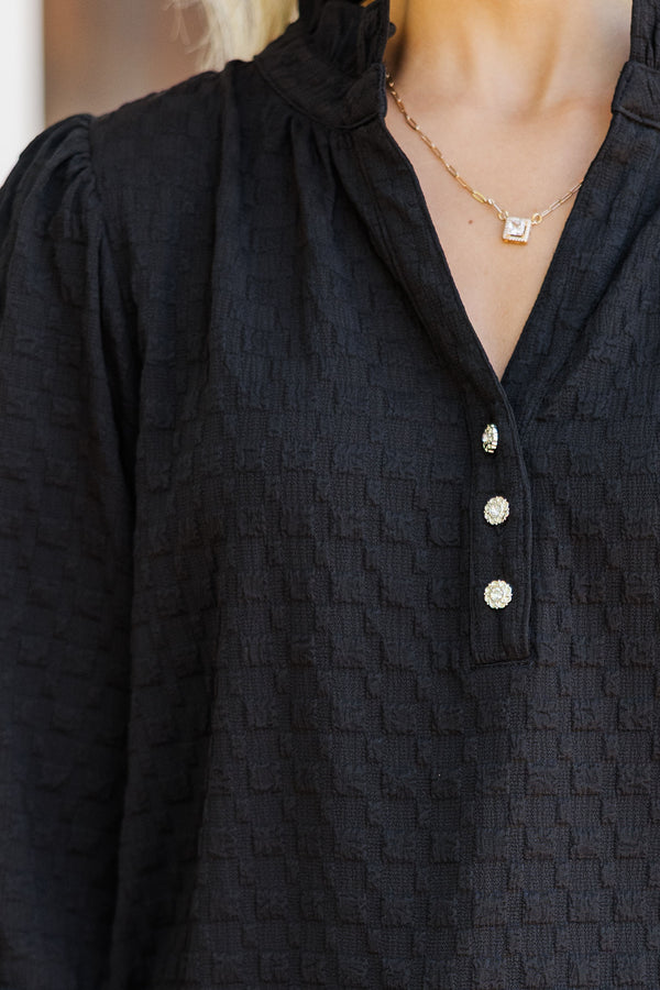 Perfectly You Black Textured Blouse