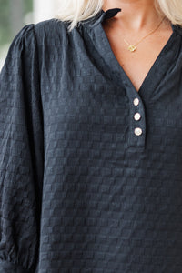 Perfectly You Black Textured Blouse