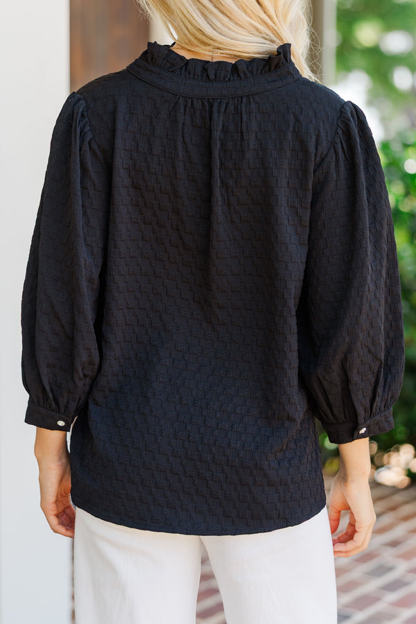 Perfectly You Black Textured Blouse