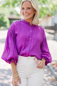 Somewhere New Purple Ruffled Blouse