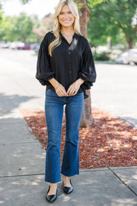 Somewhere New Black Ruffled Blouse