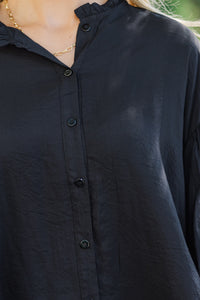 Somewhere New Black Ruffled Blouse