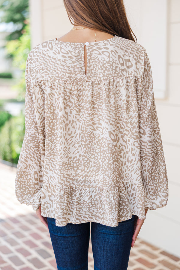 Feeling Blessed Taupe Leopard Tunic