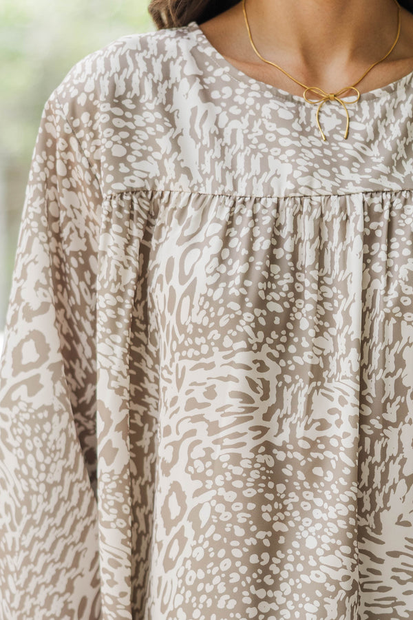 Feeling Blessed Taupe Leopard Tunic